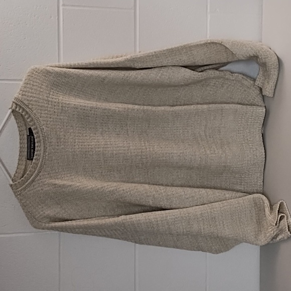 David Taylor XL Crew Neck Over Sized Sweater Beige Marled Thin Knit - Picture 1 of 7